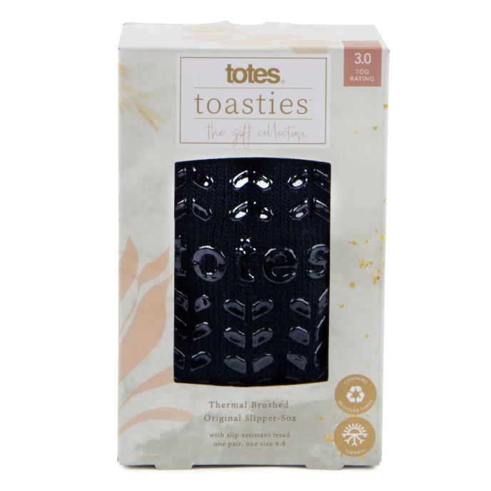 totes Ladies Recycled 3.0 Tog Thermal Original Slipper Socks Navy Extra Image 4